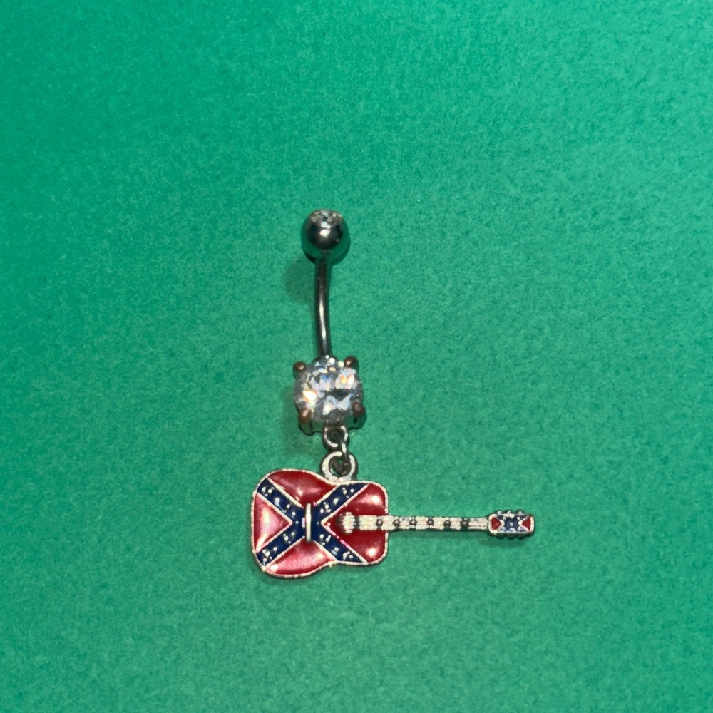 Belly Button Ring-  blue & red guitar